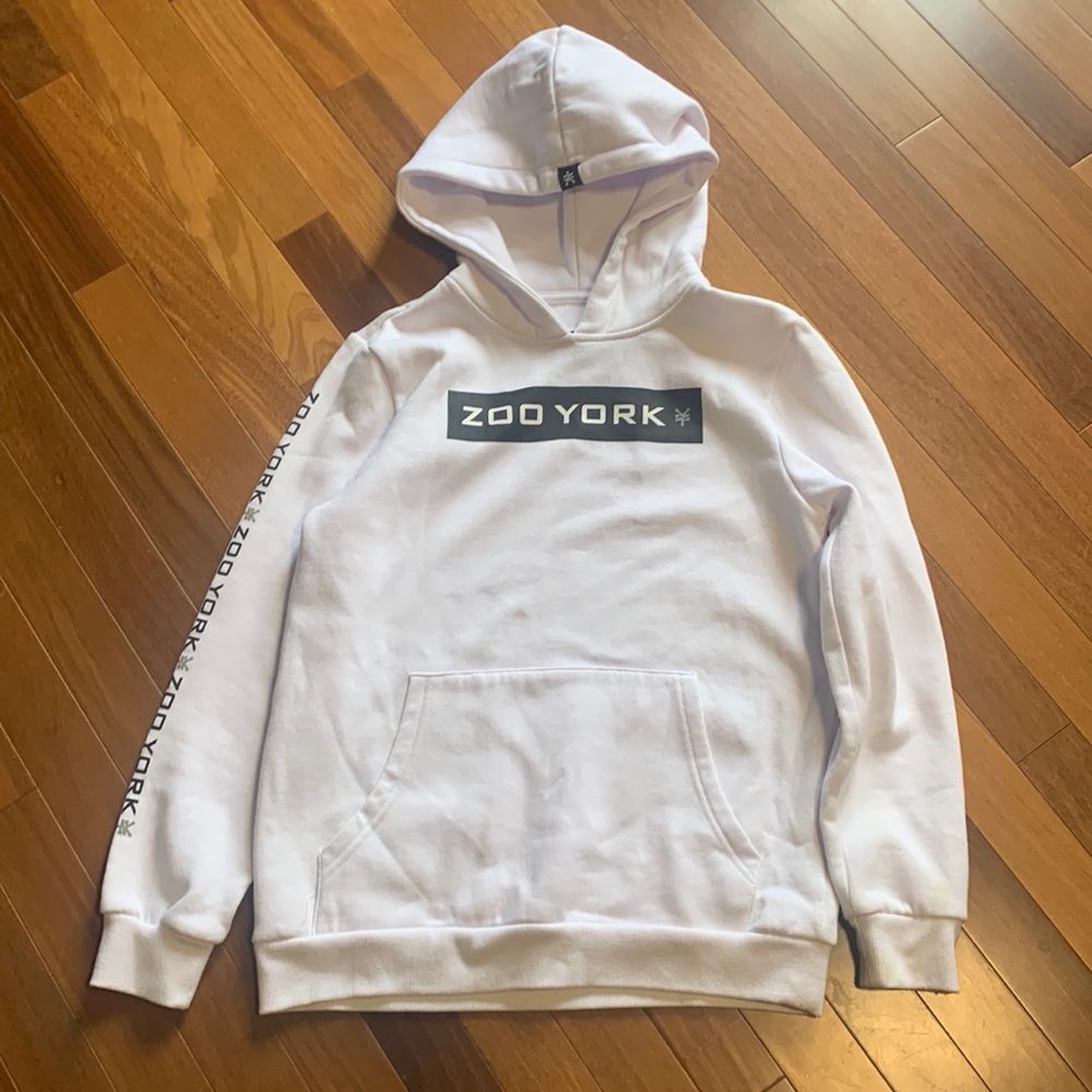 Boys Zoo York white hoodie, size large
